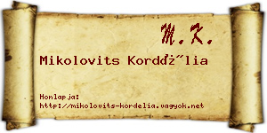 Mikolovits Kordélia névjegykártya